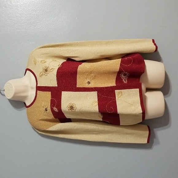 Alfred dunner XL gold &burgundy embroidered floral with gold sparkle and beading - Picture 8 of 17